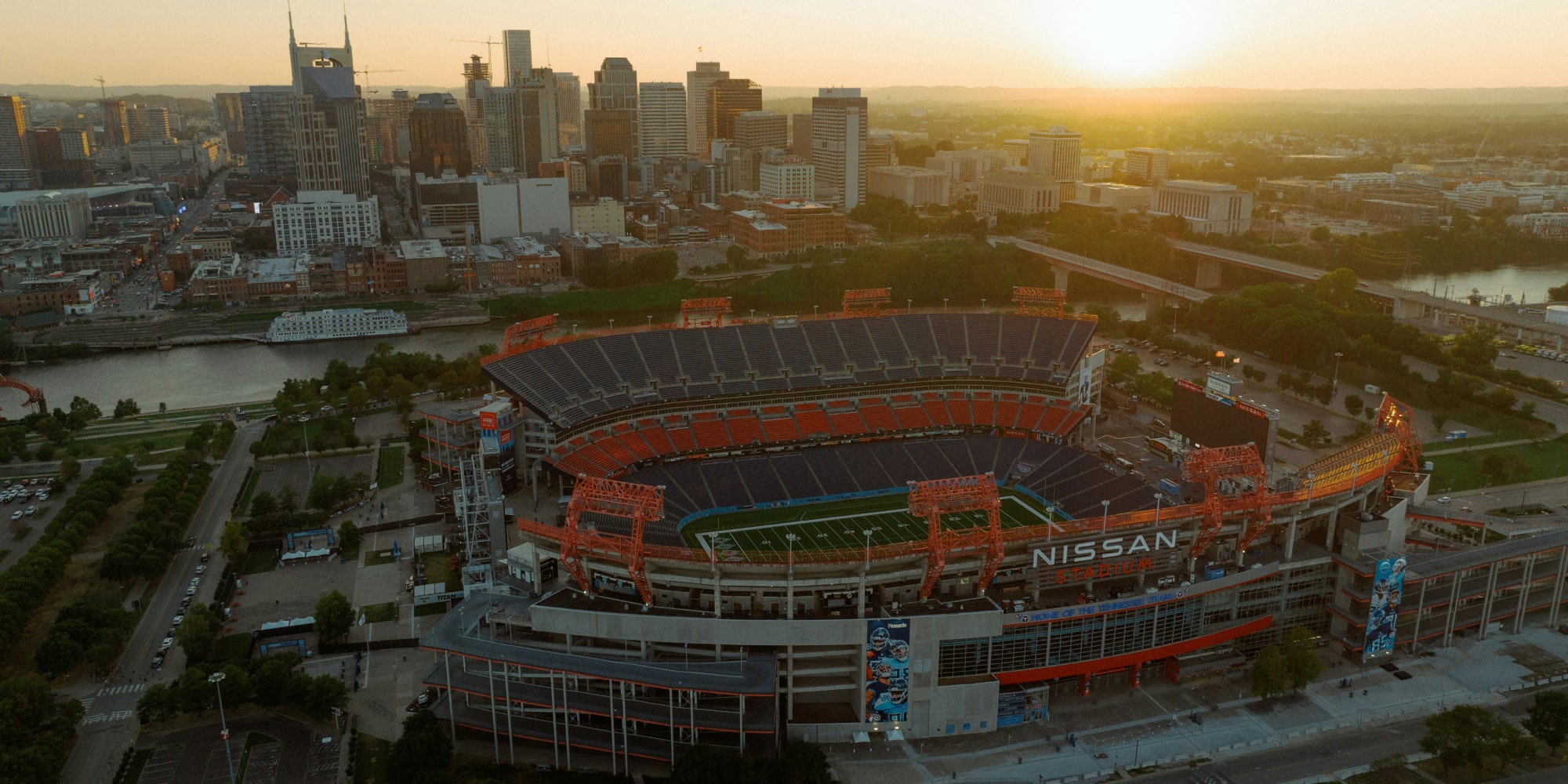 Exterior view of Nissan Stadium, home of the Tennessee Titans.