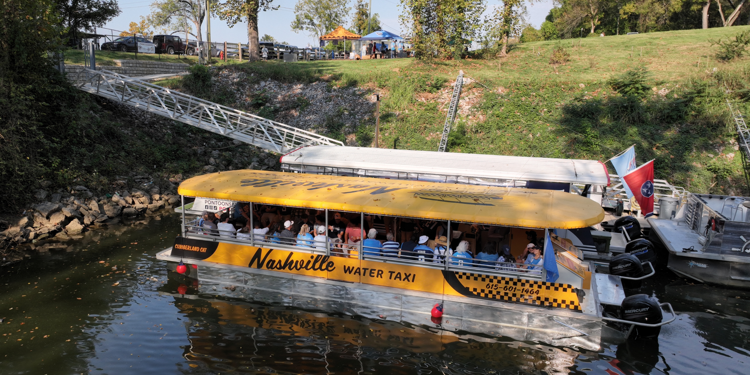 Nashville Water Taxi loading up with Titans Fans for Game Day Water Taxi
